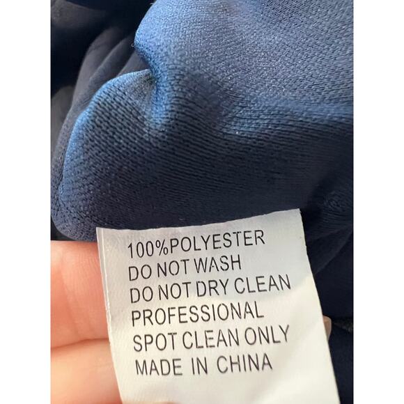 Ieena Duggal Sequined Bow Detail Midi Dress with High Slit Navy Blue size 2 - Picture 13 of 14